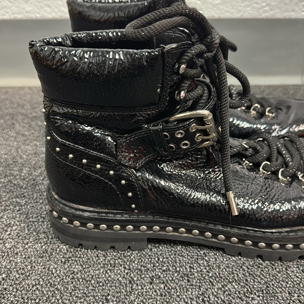 Lola Black Combat Boots with Studs and Thick Sole Retail $365 - Picture 5 of 10